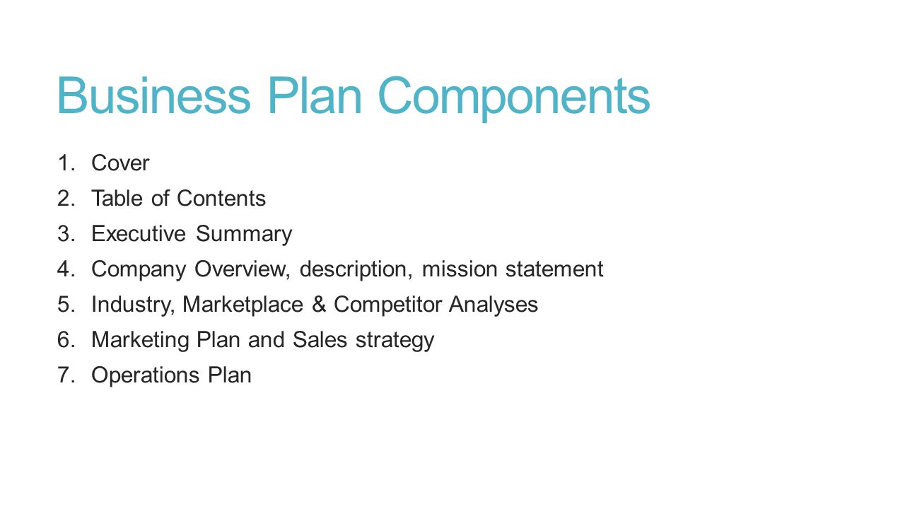 Components of a business plan appendices